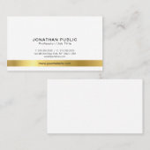 プロフェッショナルモダンエレガント金ゴールドホワシンプルイト 名刺 (正面/裏面)