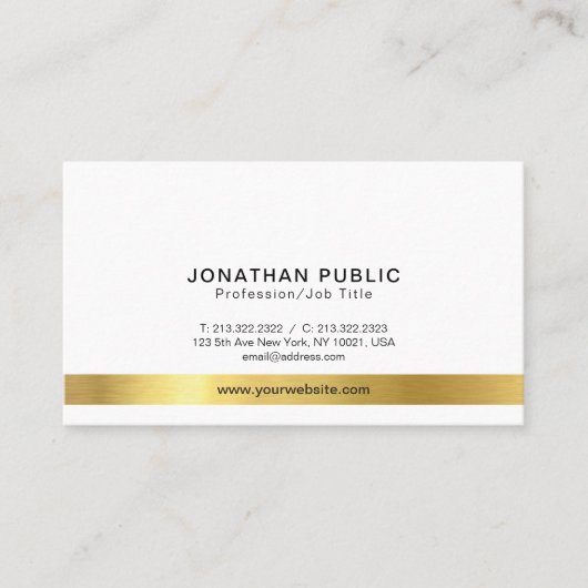 プロフェッショナルモダンエレガント金ゴールドホワシンプルイト 名刺 (正面)