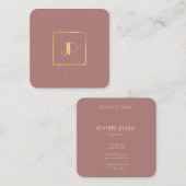 プロフェッショナルモダンエレガント金ゴールドモノグラムテンプレート スクエア名刺 (正面/裏面)