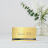 プロフェッショナルモダンエレガント金ゴールドルッシンプルク 名刺 (スタンド正面)