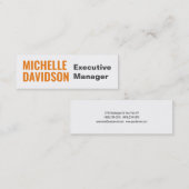 プロフェッショナルモダンオレンジホワイトミニマリストプレーン スキニー名刺 (正面/裏面)