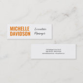 プロフェッショナルモダンオレンジホワイトミニマリストプレーン スキニー名刺 (正面/裏面)