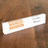 プロフェッショナルモダンオレンジホワイトミニマリストプレーン デスクネームプレート (側面)