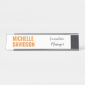 プロフェッショナルモダンオレンジホワイトミニマリストプレーン デスクネームプレート (正面)