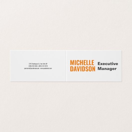 プロフェッショナルモダンオレンジホワイトミニマリストプレーン 名刺 (外部フラット)