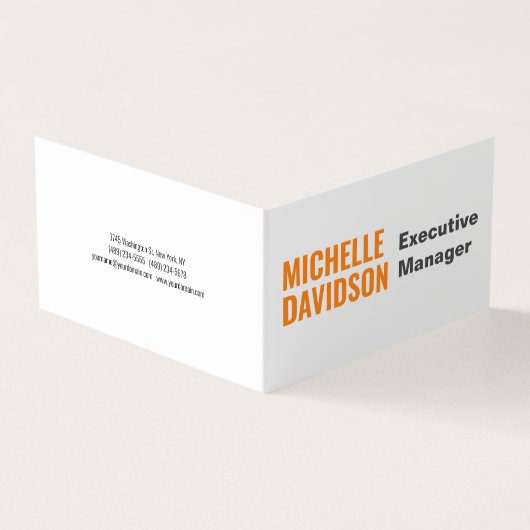 プロフェッショナルモダンオレンジホワイトミニマリストプレーン 名刺 (外部)