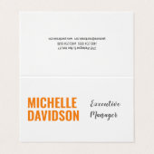 プロフェッショナルモダンオレンジホワイトミニマリストプレーン 名刺 (外部フラット)