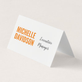 プロフェッショナルモダンオレンジホワイトミニマリストプレーン 名刺