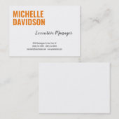 プロフェッショナルモダンオレンジホワイトミニマリストプレーン 名刺 (正面/裏面)