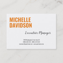 プロフェッショナルモダンオレンジホワイトミニマリストプレーン 名刺