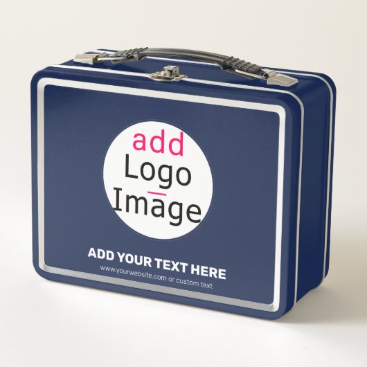 プロフェッショナルモダンカスタムビジネスシックブルー メタルランチボックス (正面)