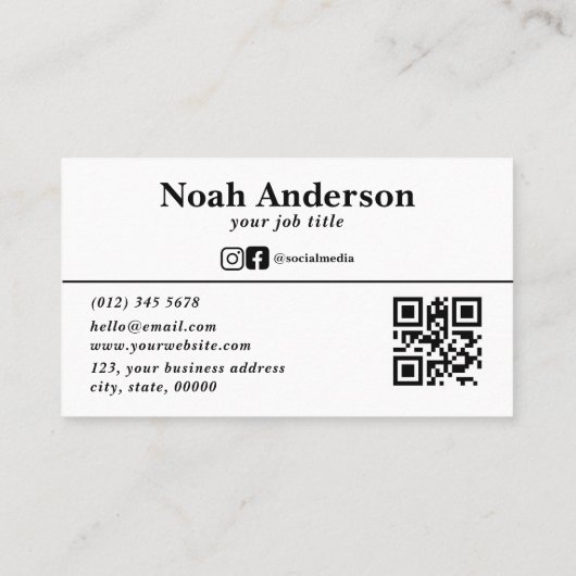 プロフェッショナルモダンカスタムQRコード 名刺 (裏面)