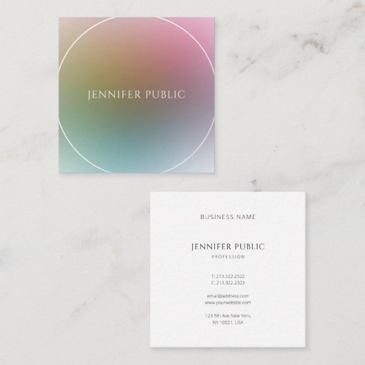 プロフェッショナルモダンカラフルテンプレートエレガント スクエア名刺 (正面/裏面)