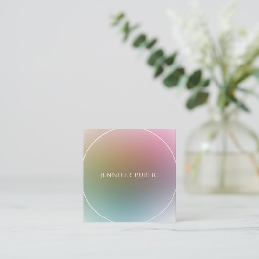 プロフェッショナルモダンカラフルテンプレートエレガント スクエア名刺 (スタンド正面)