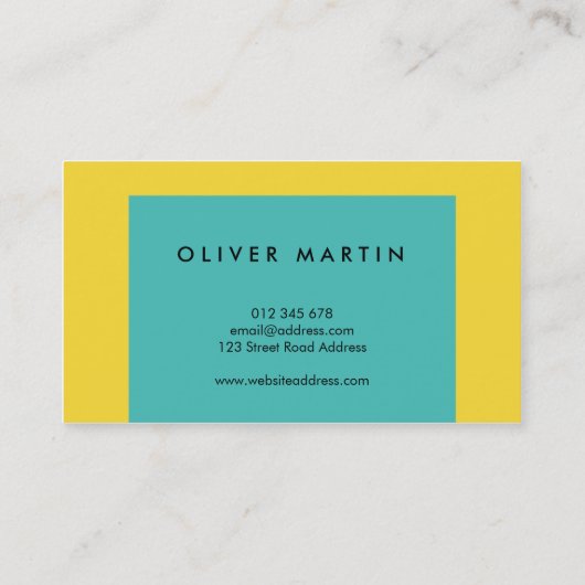 プロフェッショナルモダンカラーブロック黄ターコイズ 名刺 (裏面)