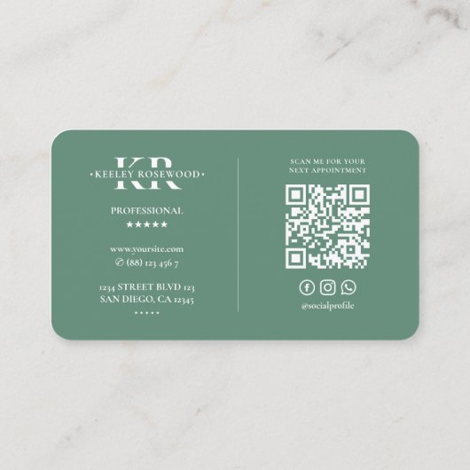 プロフェッショナルモダンガーデナーボタニストダスティティール(緑がかった色) 名刺 (裏面)