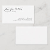 プロフェッショナルモダンクエレガントリーシック白プレーン 名刺 (正面/裏面)