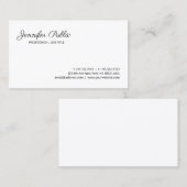 プロフェッショナルモダンクスタイリッシュリーシック白プレーン 名刺 (正面/裏面)