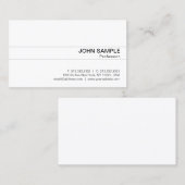 プロフェッショナルモダンクライお洒落ホワイトプレーン 名刺 (正面/裏面)
