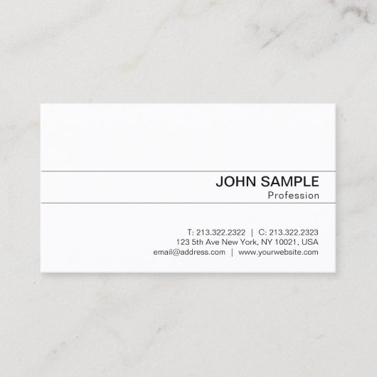 プロフェッショナルモダンクライお洒落ホワイトプレーン 名刺 (正面)