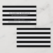 プロフェッショナルモダンクラシック白黒ストライプ 名刺 (正面/裏面)
