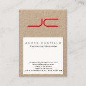 プロフェッショナルモダンクラフト紙ホワイトレッドモノグラム 名刺 (正面)