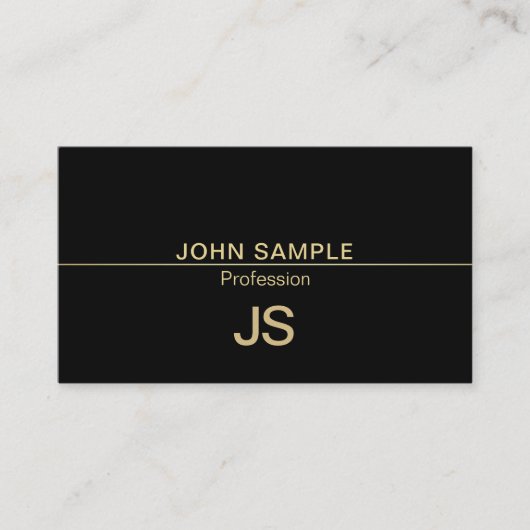 プロフェッショナルモダンクリエイティブブラック金ゴールドモノグラム 名刺 (正面)