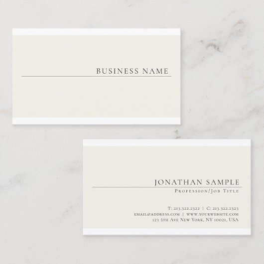 プロフェッショナルモダンクリエイティブミニマリストシックプレーン 名刺 (正面/裏面)