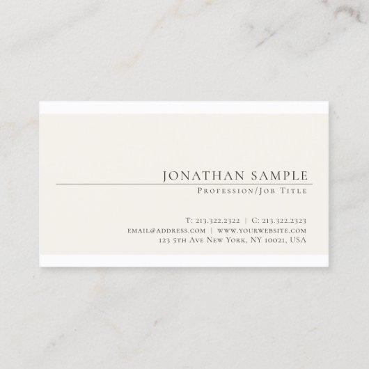 プロフェッショナルモダンクリエイティブミニマリストシックプレーン 名刺 (裏面)