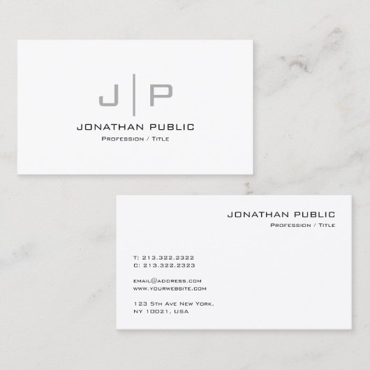 プロフェッショナルモダンクリーンテンプレートモノグラム 名刺 (正面/裏面)