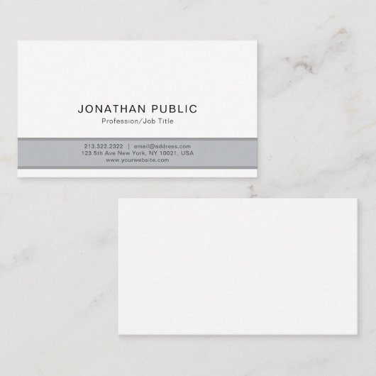 プロフェッショナルモダングスタイリッシュレーシンプルプレーン 名刺 (正面/裏面)