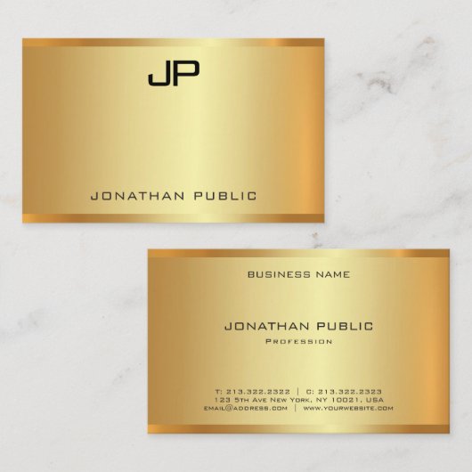 プロフェッショナルモダングラマフェイクル金ゴールドエレガント 名刺 (正面/裏面)