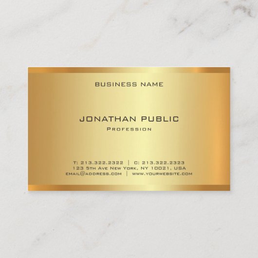 プロフェッショナルモダングラマフェイクル金ゴールドエレガント 名刺 (裏面)