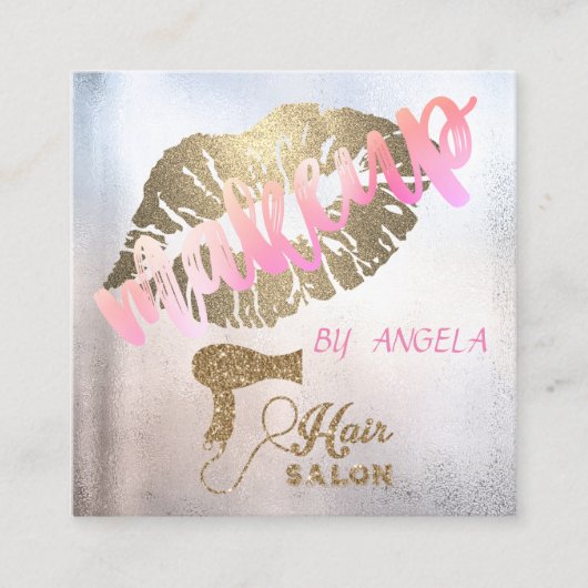 プロフェッショナルモダングリッター唇、ヘアドライヤー スクエア名刺 (正面)