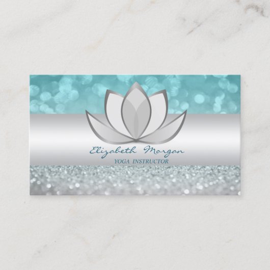 プロフェッショナルモダングリティリー《写真》ぼけ味シルバーロータス 名刺 (正面)