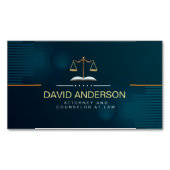 プロフェッショナルモダングリーン金ゴールド弁護士 マグネット名刺 (正面)