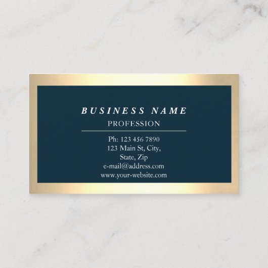プロフェッショナルモダンゴールデンシンプルブルーネイビー 名刺 (裏面)