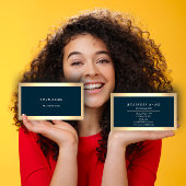 プロフェッショナルモダンゴールデンシンプルブルーネイビー 名刺