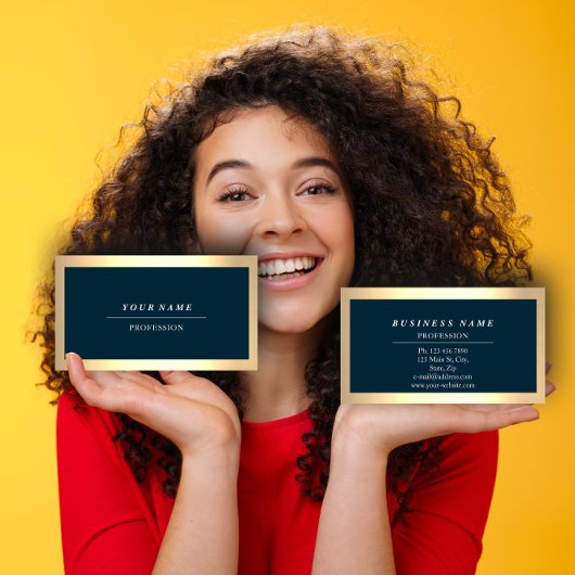 プロフェッショナルモダンゴールデンシンプルブルーネイビー 名刺