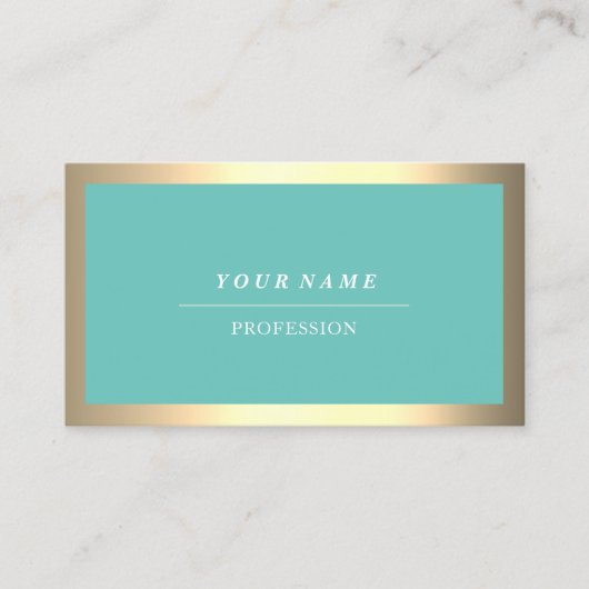 プロフェッショナルモダンゴールデンシンプルミントブルー 名刺 (正面)