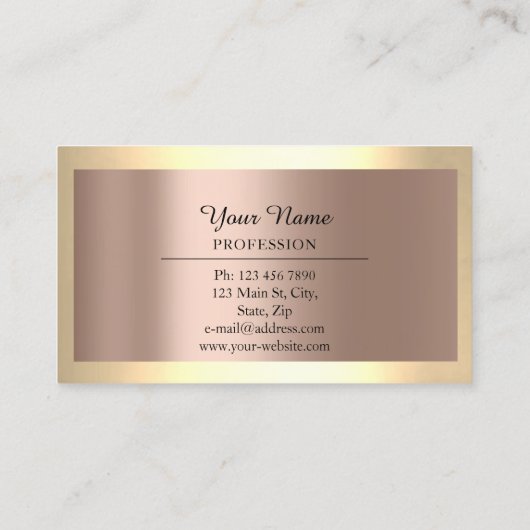 プロフェッショナルモダンゴールデントイリーミニマリズムバラ 名刺 (裏面)