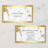 プロフェッショナルモダンゴールデンフレームマーブルホワイトVIP 名刺 (正面/裏面)