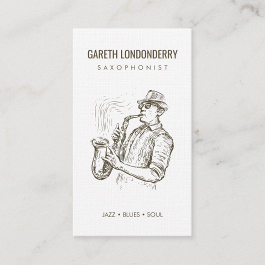 プロフェッショナルモダンサックスミュージシャンqrコード 名刺 (正面)