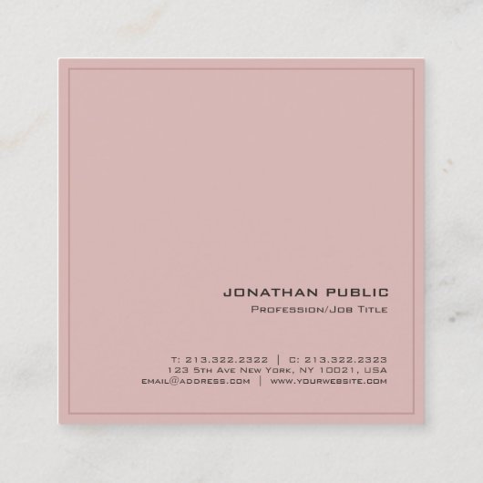 プロフェッショナルモダンシエレガントルクフィニッシュラグジュアリー スクエア名刺 (裏面)