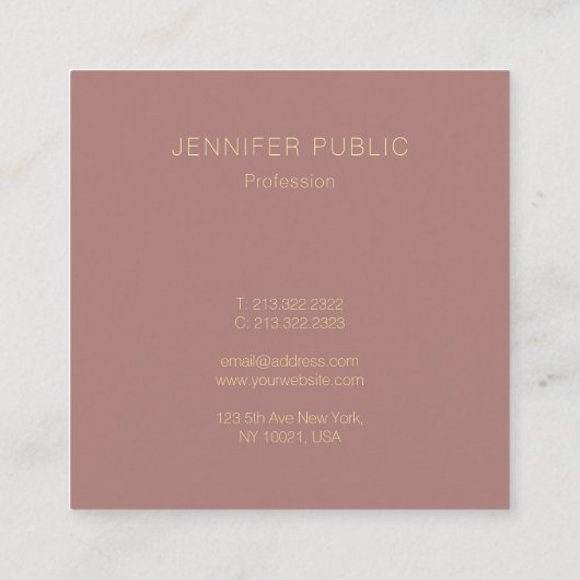 プロフェッショナルモダンシルクフィニッシュ金ゴールドモノグラムシック スクエア名刺 (裏面)