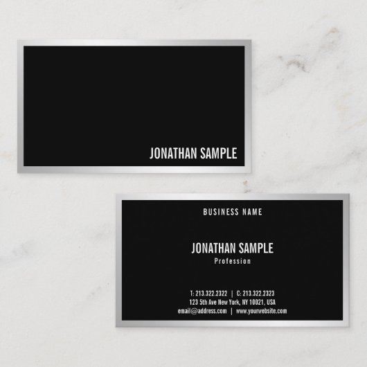 プロフェッショナルモダンシルバースタイリッシュミニマル 名刺 (正面/裏面)