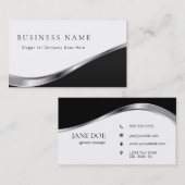 プロフェッショナルモダンシンプルクリーン黒銀 名刺 (正面/裏面)