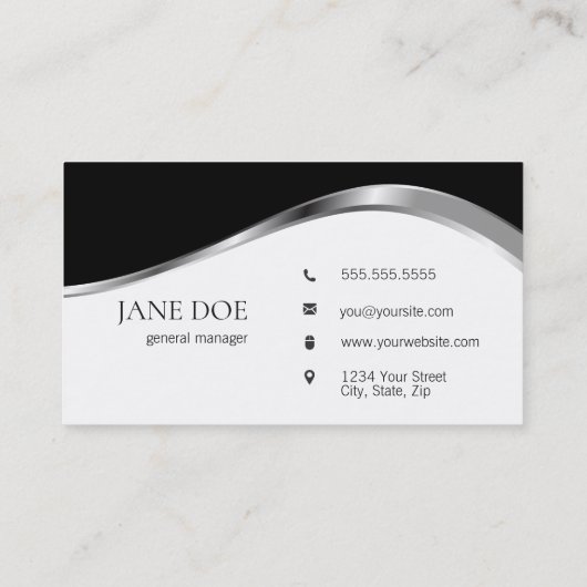 プロフェッショナルモダンシンプルクリーン黒銀 名刺 (裏面)