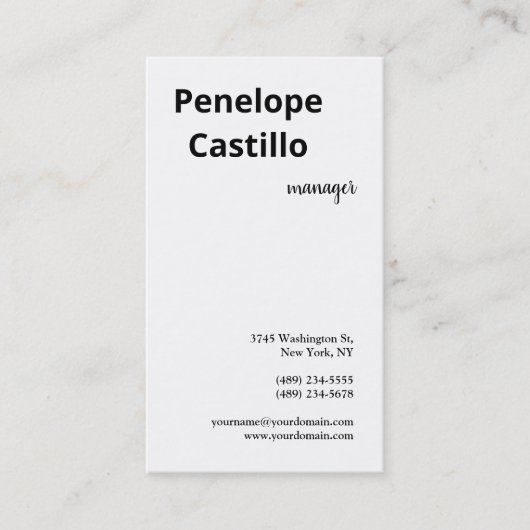 プロフェッショナルモダンシンプルスタイリッシュブラック&ホワイト 名刺 (正面)