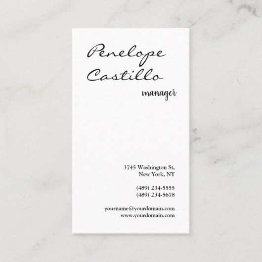 プロフェッショナルモダンシンプルスタイリッシュブラック&ホワイト 名刺 (正面)